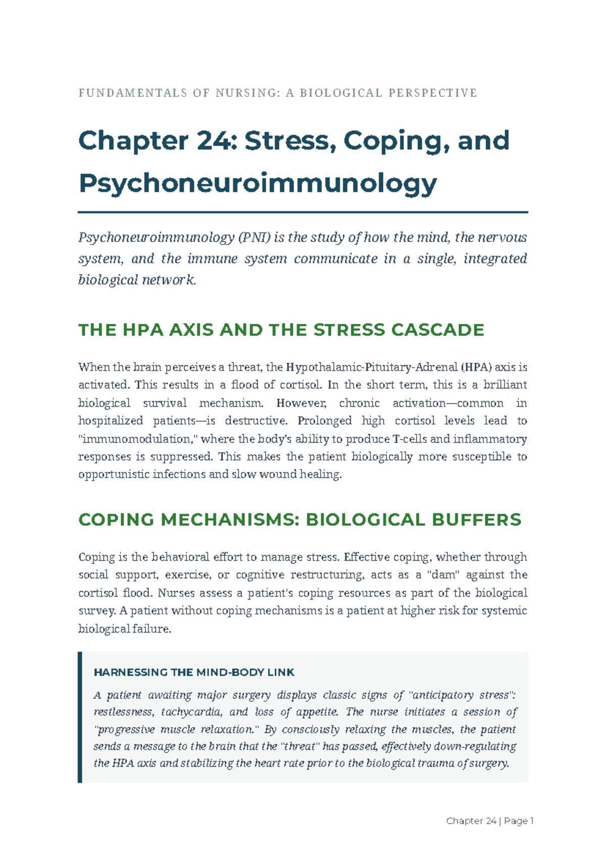 Fundamentals of Nursing: Chapter 24 - Stress & Coping Mechanisms - Studocu