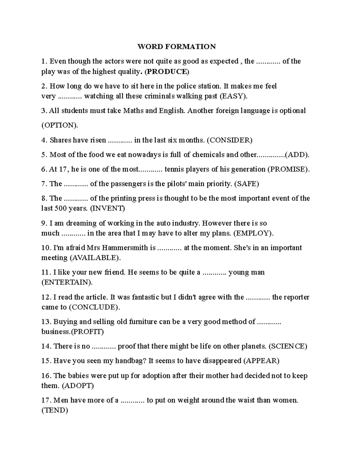 WORD FORMATION - Study Notes for Language Skills - Studocu
