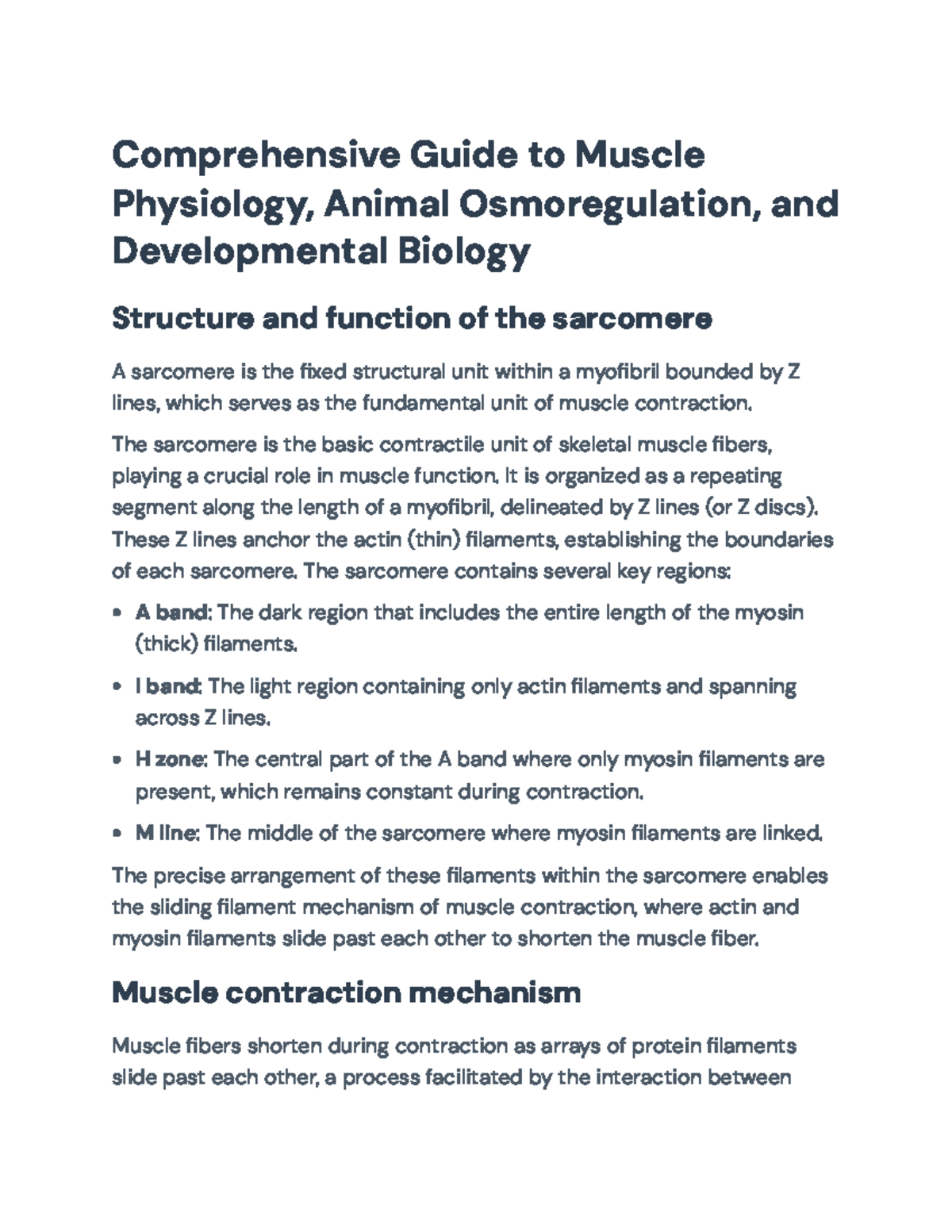 Comprehensive Guide to Muscle Physiology and Osmoregulation (BIO 101 ...