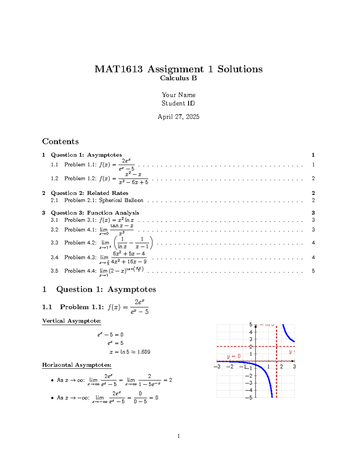 MAT1613 Assignment 1 Solutions: Calculus B Overview - Studocu