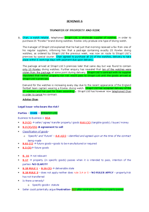 Problem Solving Techniques - WEEK 6 Transfer of Property and Risk ...