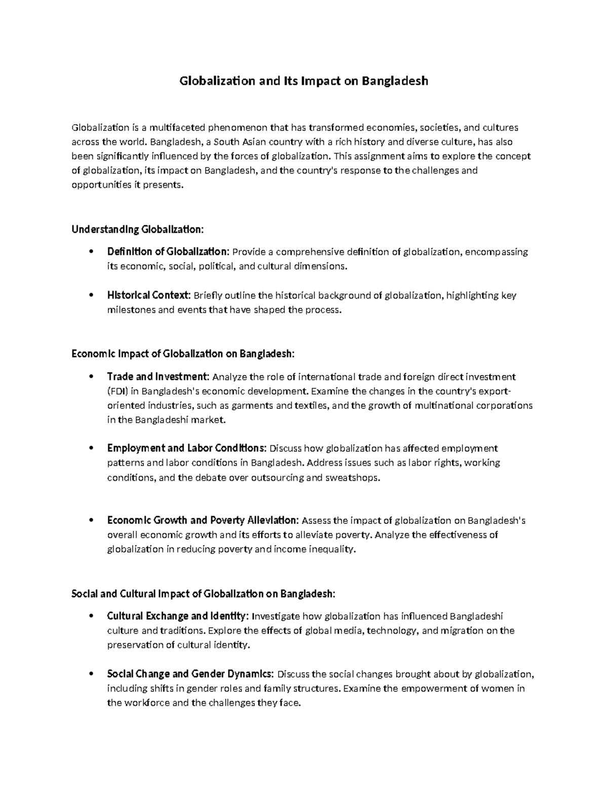 Globalization and Its Multifaceted Impact on Bangladesh: A ...