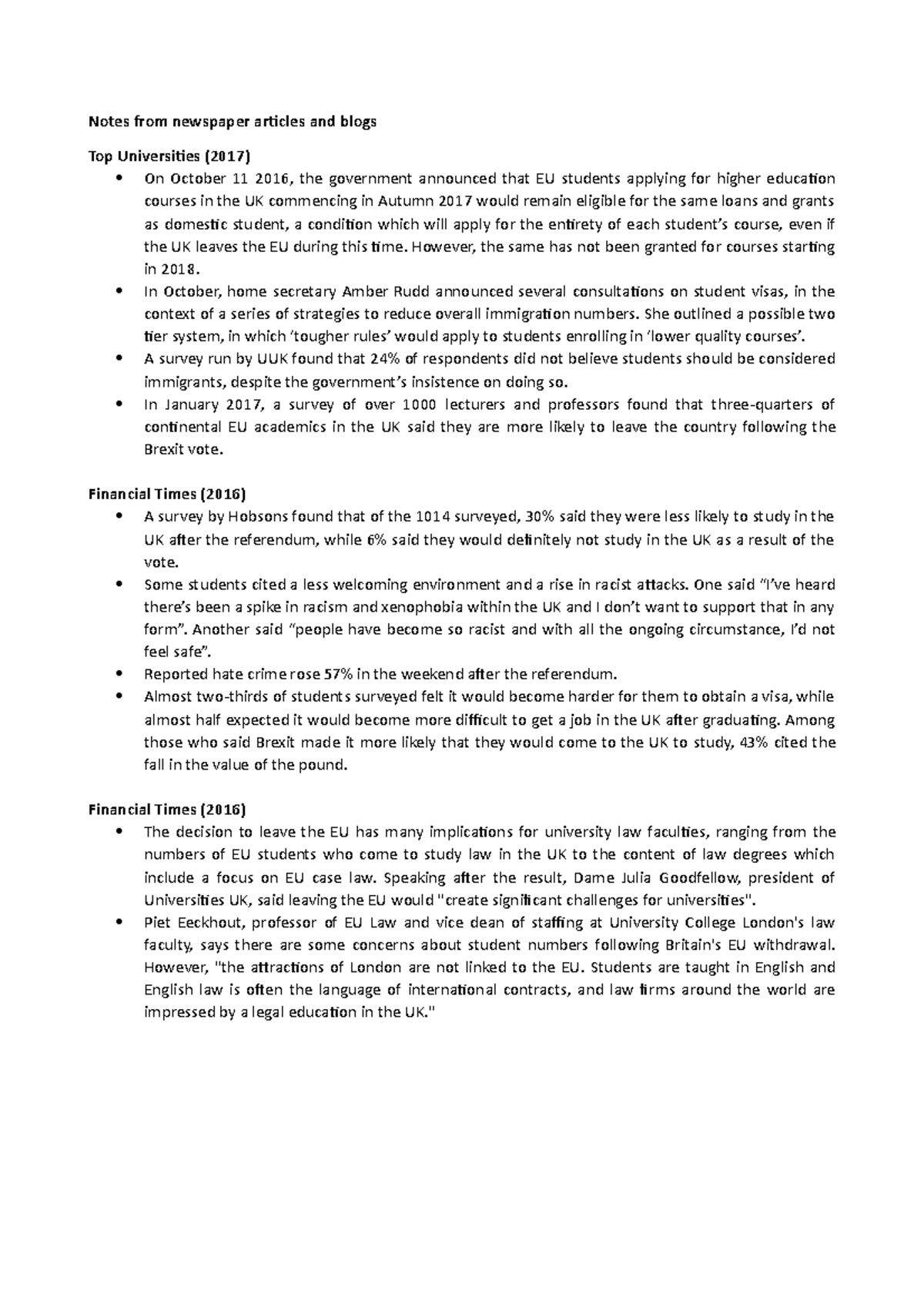 Notes from newspaper articles and blogs - However, the same has not ...