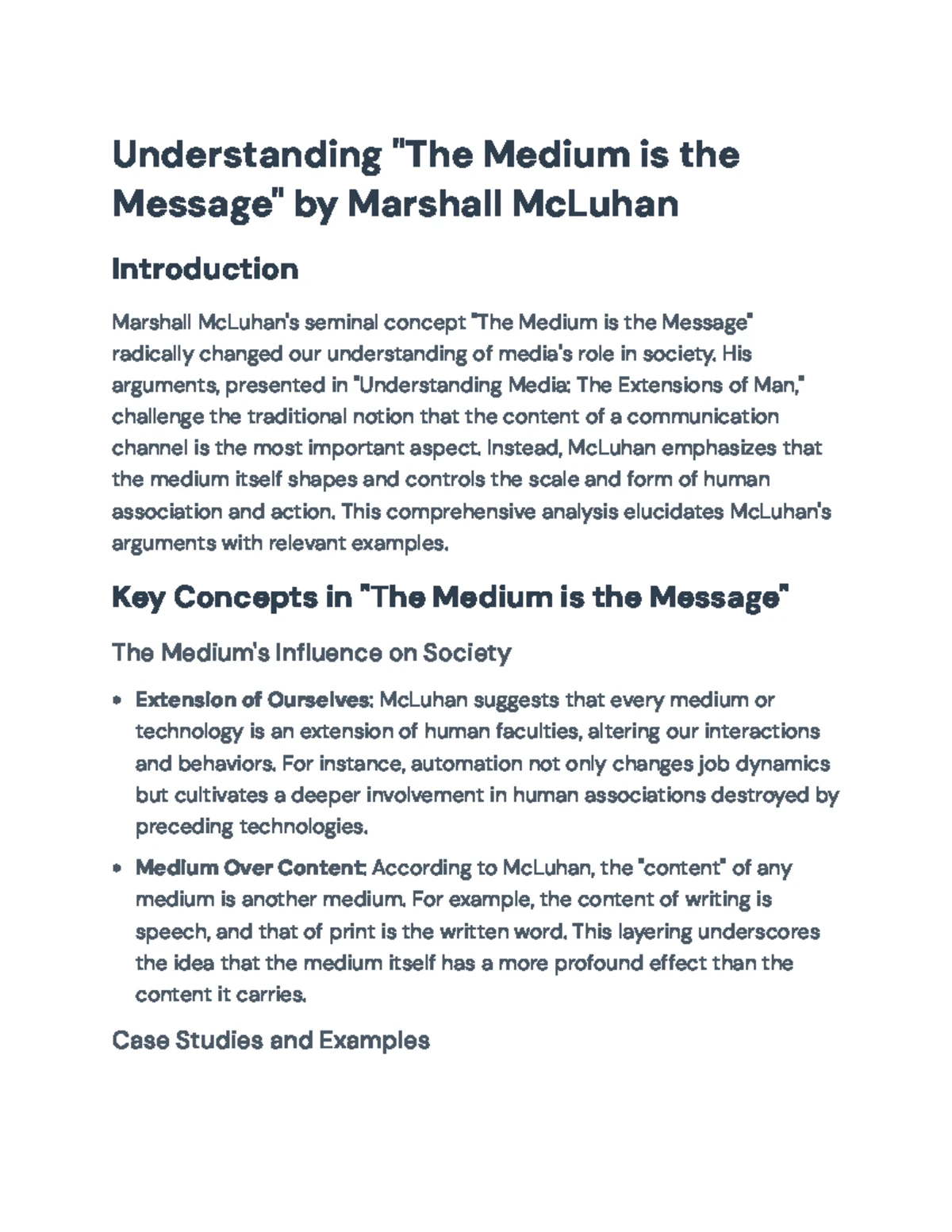 Understanding Media: The Medium is the Message (Media Ch. 1) - Studocu
