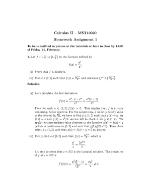 Calculus II MST10020 Homework Assignment 2 Solutions and Guidelines ...