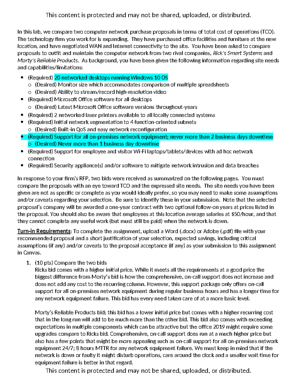 Lab-12: TCO Comparison of Network Proposals for Smart Systems vs ...