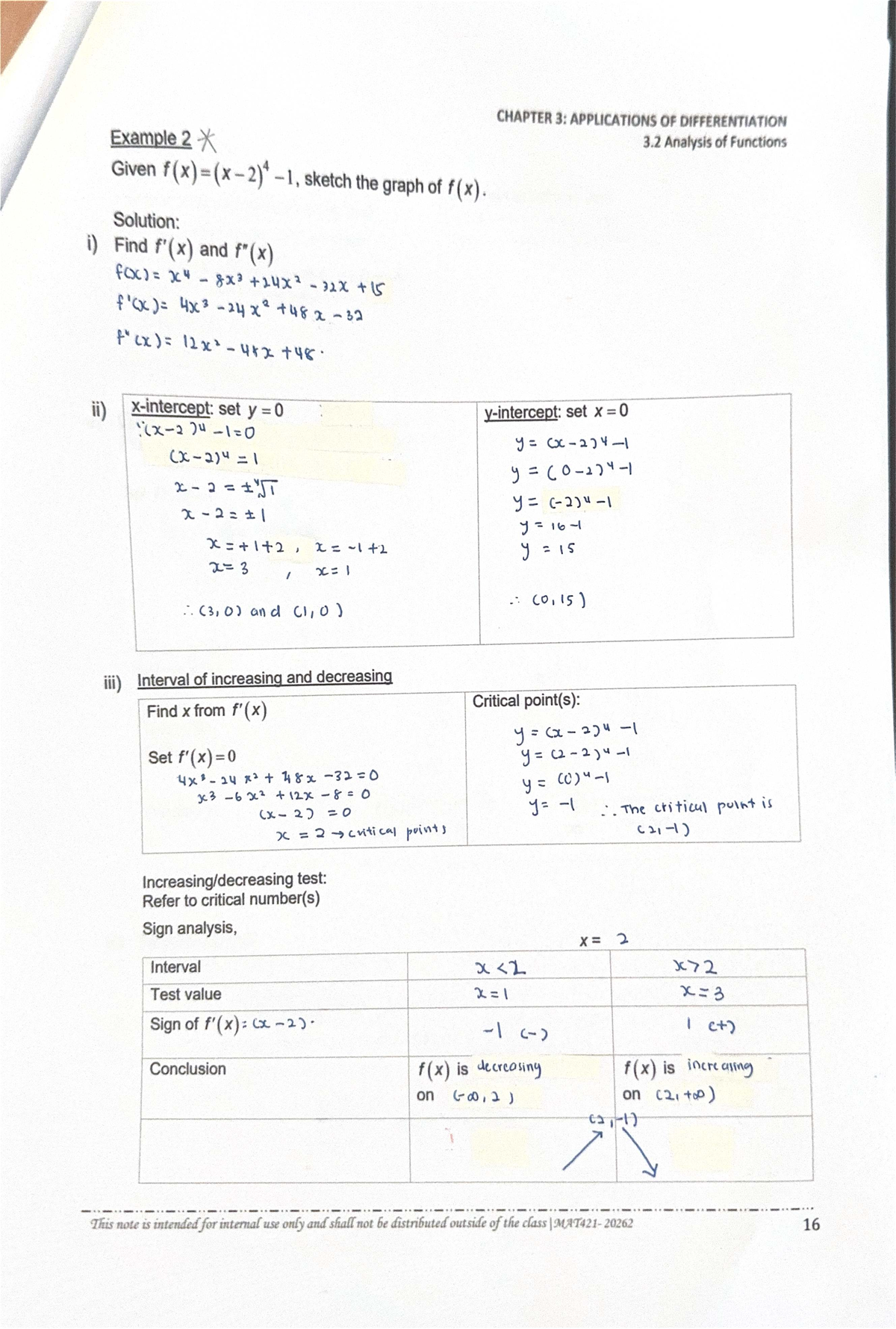 MAT421 Chapter 3: Applications of Differentiation Analysis - Studocu