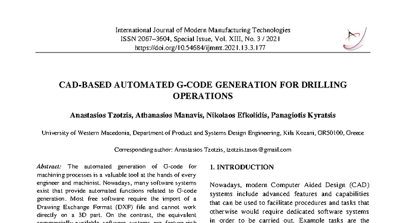 Automated CNC Code Generation for Drilling Operations in CAD Systems ...