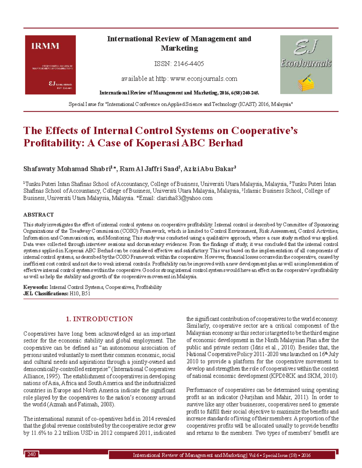 The Effects of Internal Control Systems on Profitability: A Case Study ...