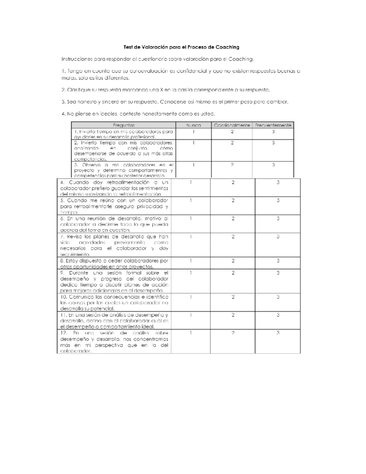 Modelo Test Coaching ejec 1 - Test de Valoración para el Proceso de ...