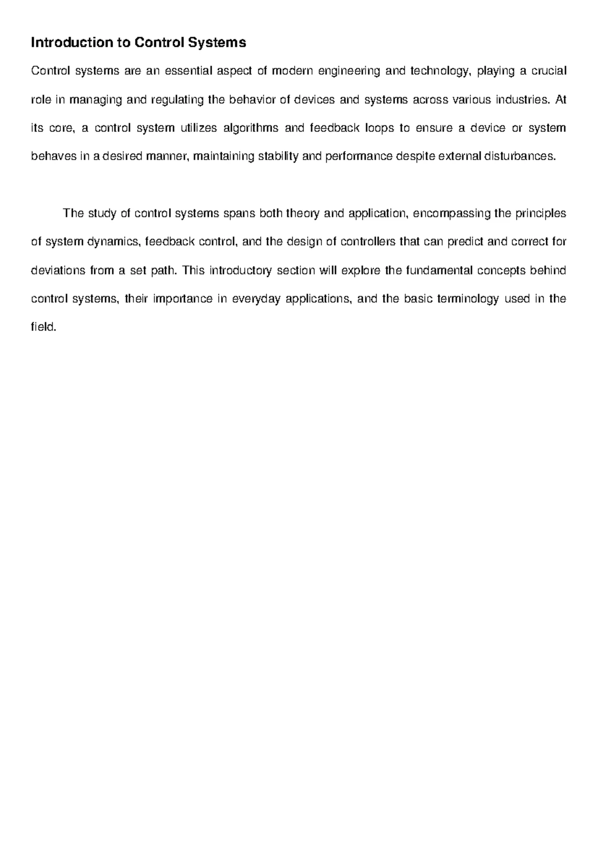 Control Systems Information - Introduction to Control Systems Control ...