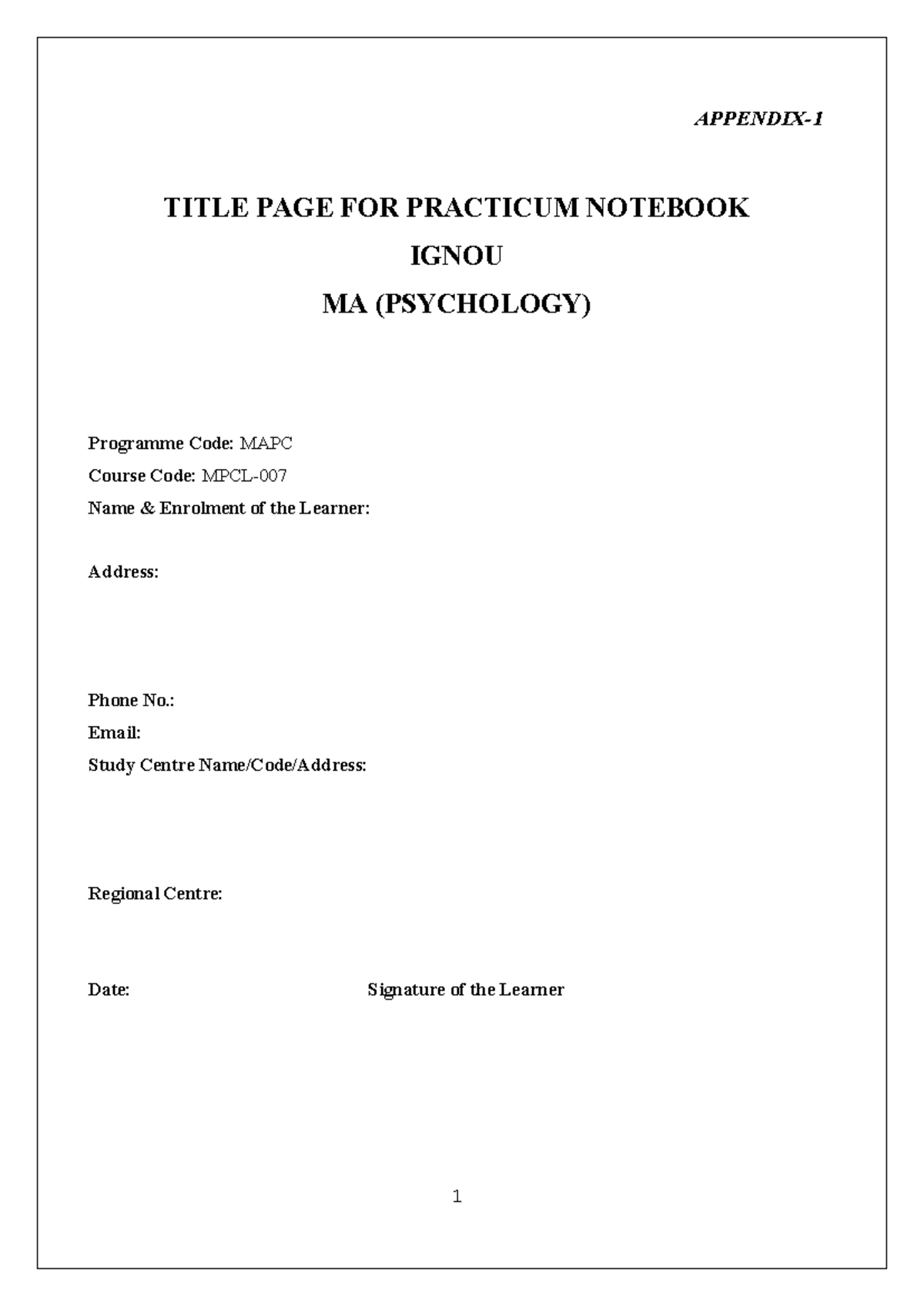 Practicum Notebook for MA Psychology (MAPC) - MPCL 007 - Studocu