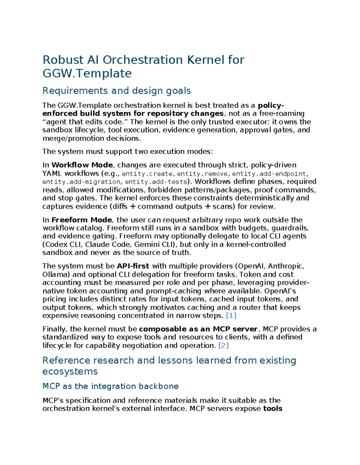Robust AI Orchestration Kernel Design for GGW.Template - Studocu