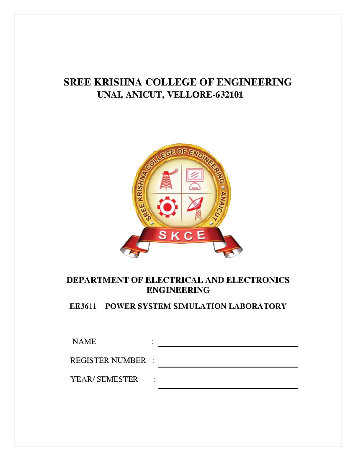 EE3611 Power System Simulation Lab Record - Final Year EEE - Studocu