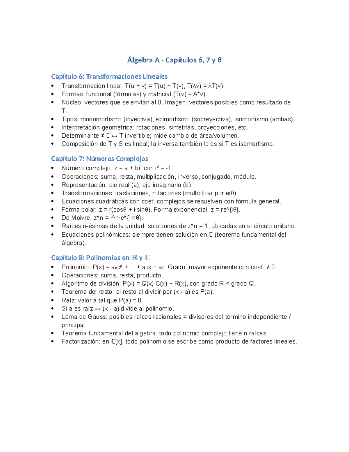 Apunte Visual Álgebra A: Capítulos 6, 7 y 8 - Transformaciones y ...