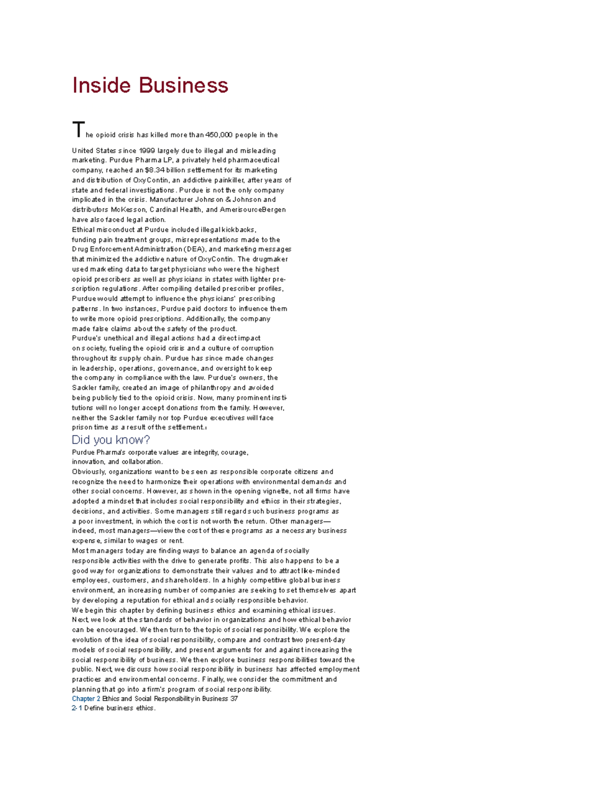 BUS 101: Ethics and Social Responsibility in Business Overview - Studocu