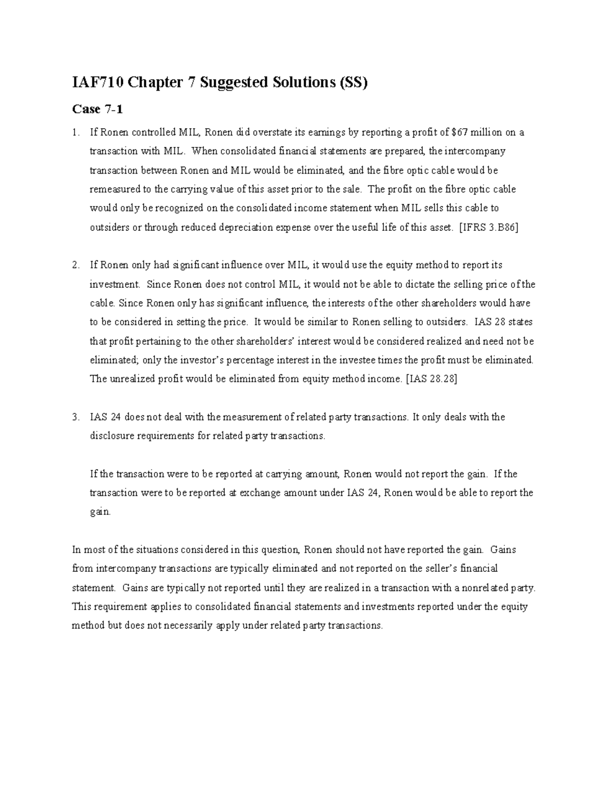 IAF710 Chapter 7 solutions - IAF710 Chapter 7 Suggested Solutions (SS ...