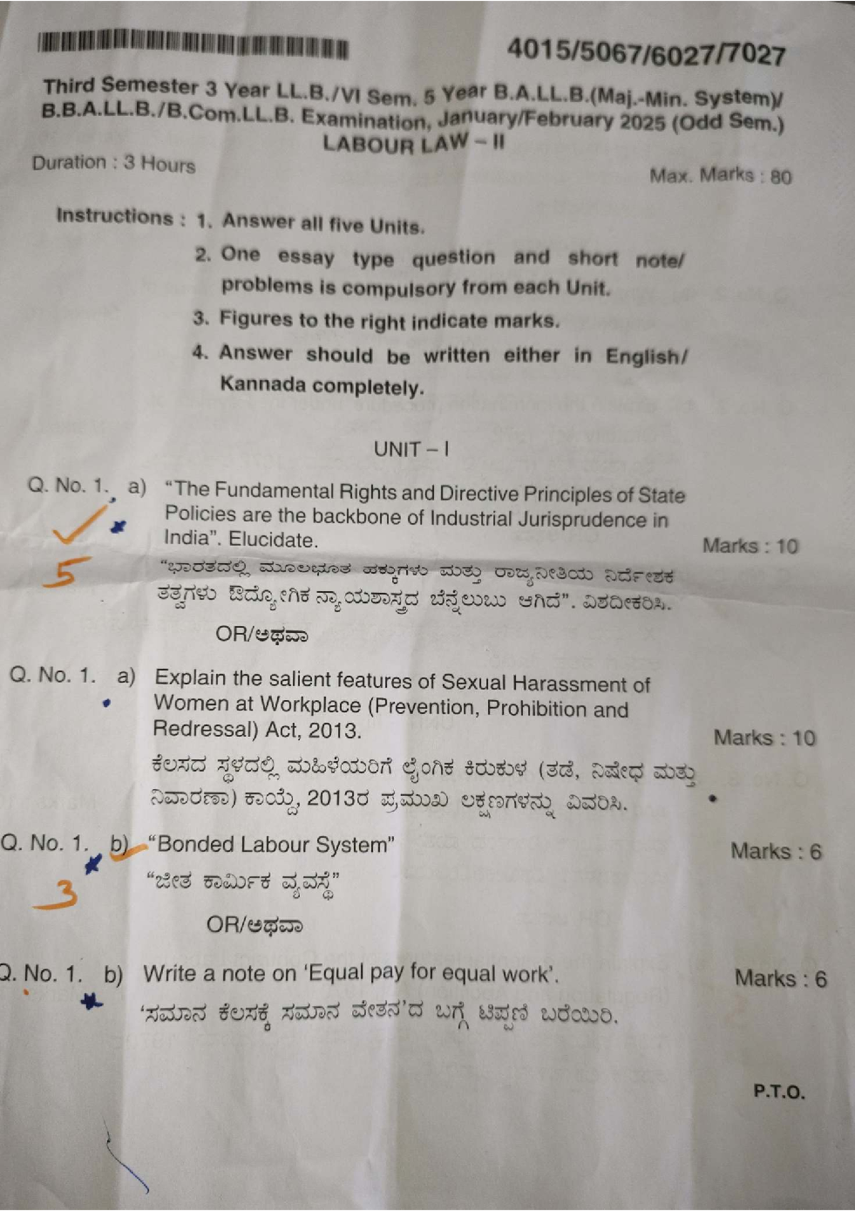Labour law II QP 2025: Third semester examination paper - Studocu