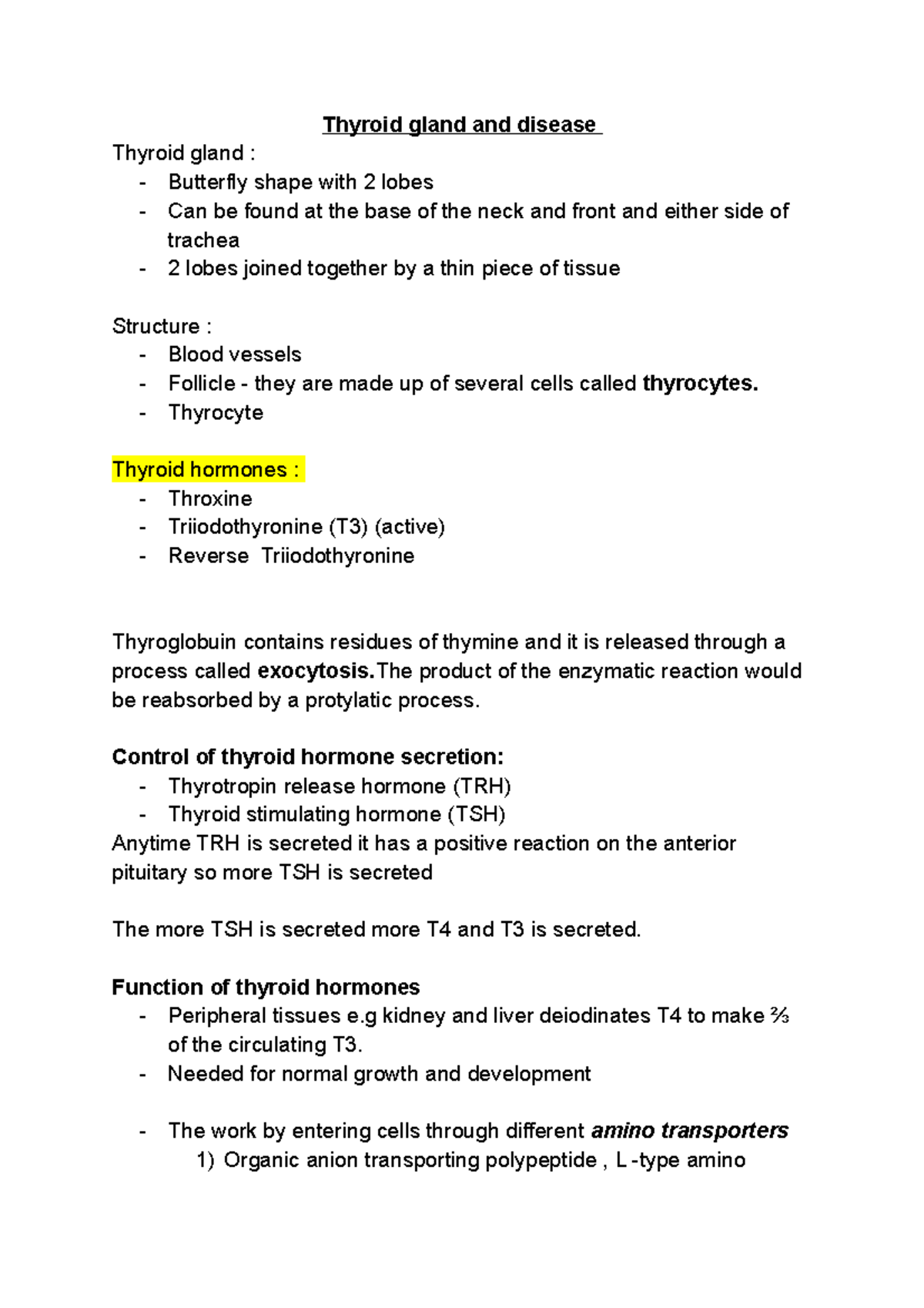 Thyroid gland and disease Clinical biochemistry - Thyroid gland and ...