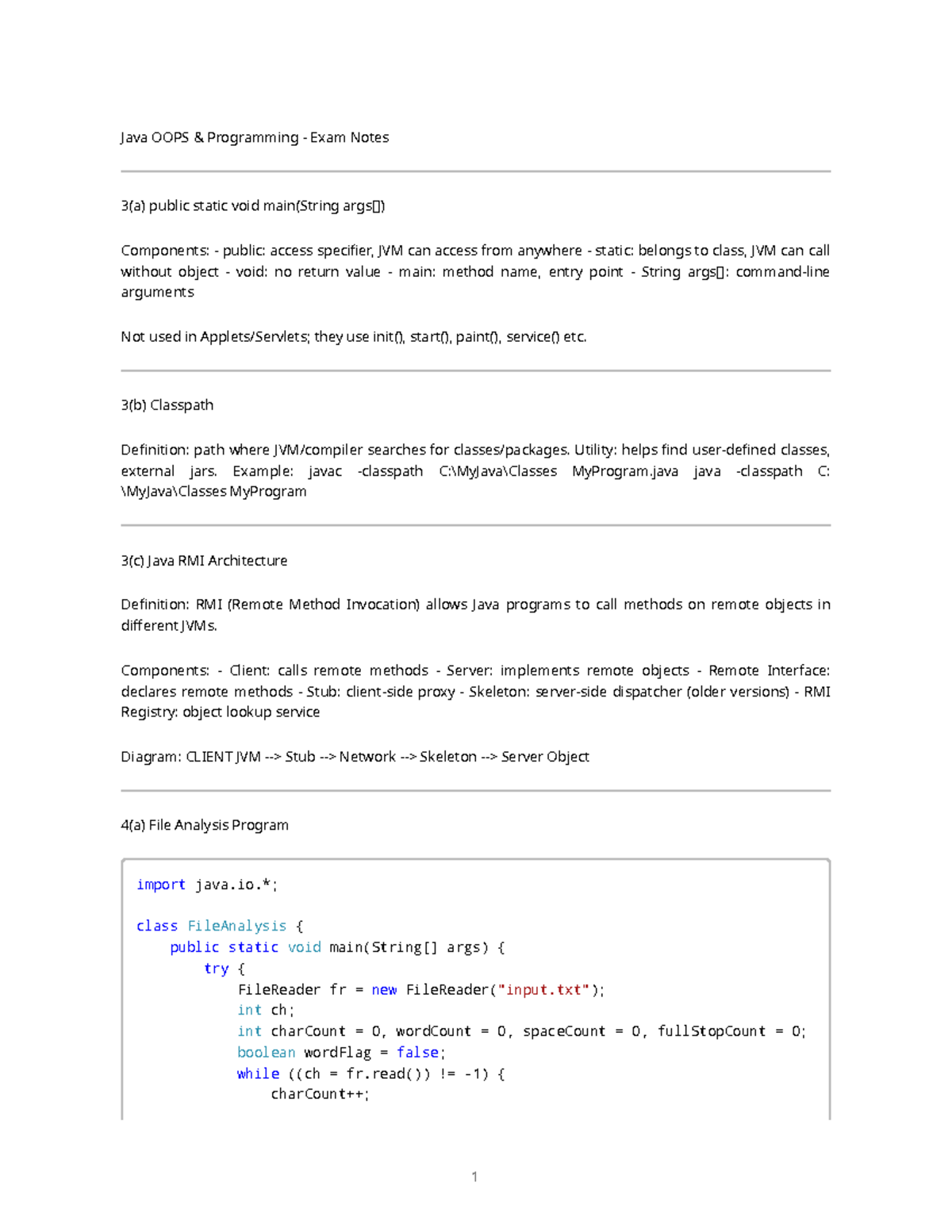 Java OOPS Programming Exam Notes - Key Concepts and Examples - Studocu