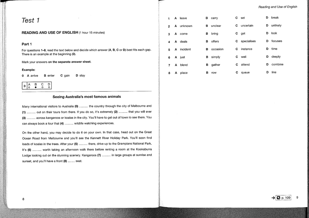 Fce 4 Reading And Use Of English Test 1 Practice Questions Studocu