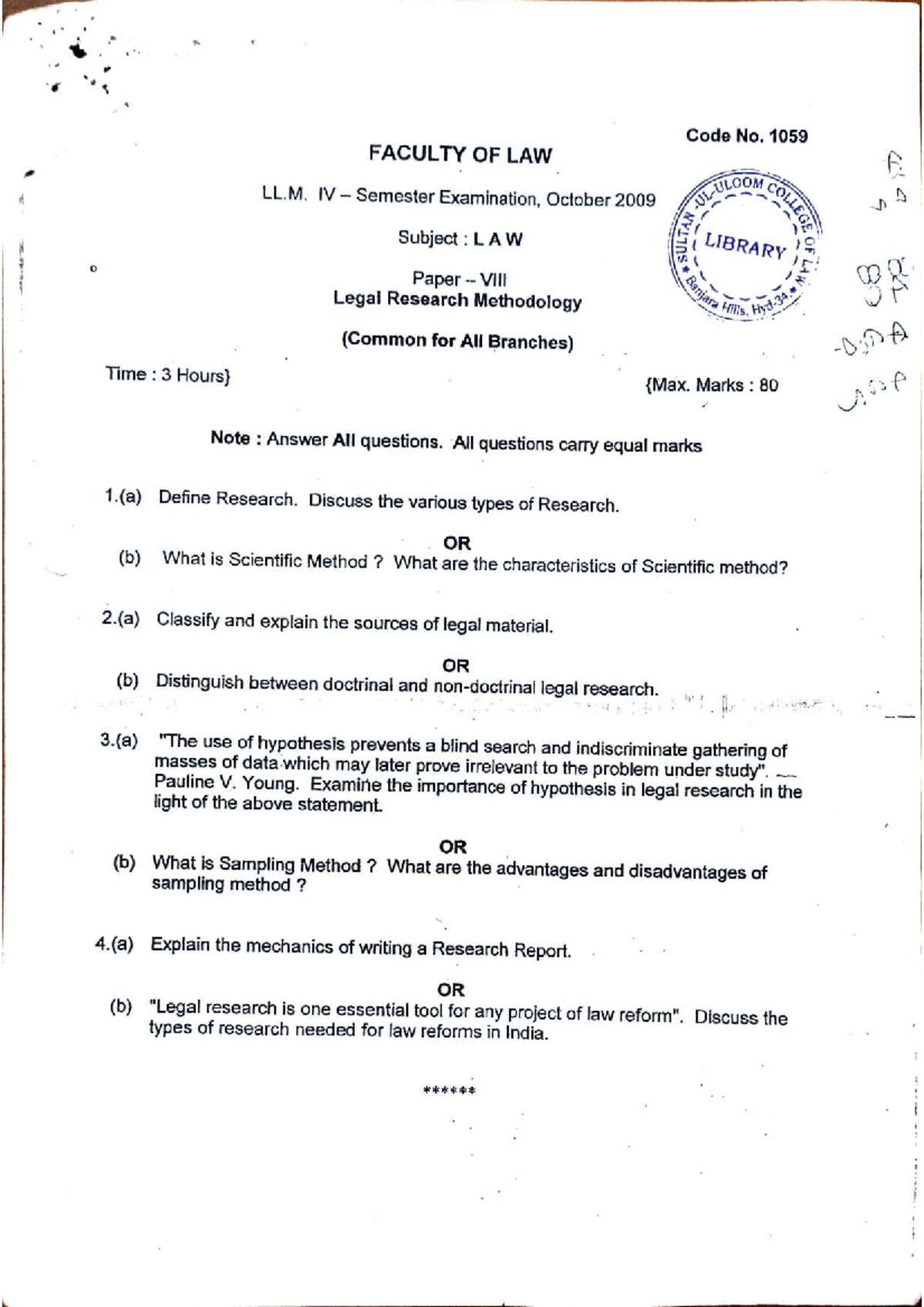 LRM LL.M. Legal Research Methodology Exam Questions and Guidelines ...