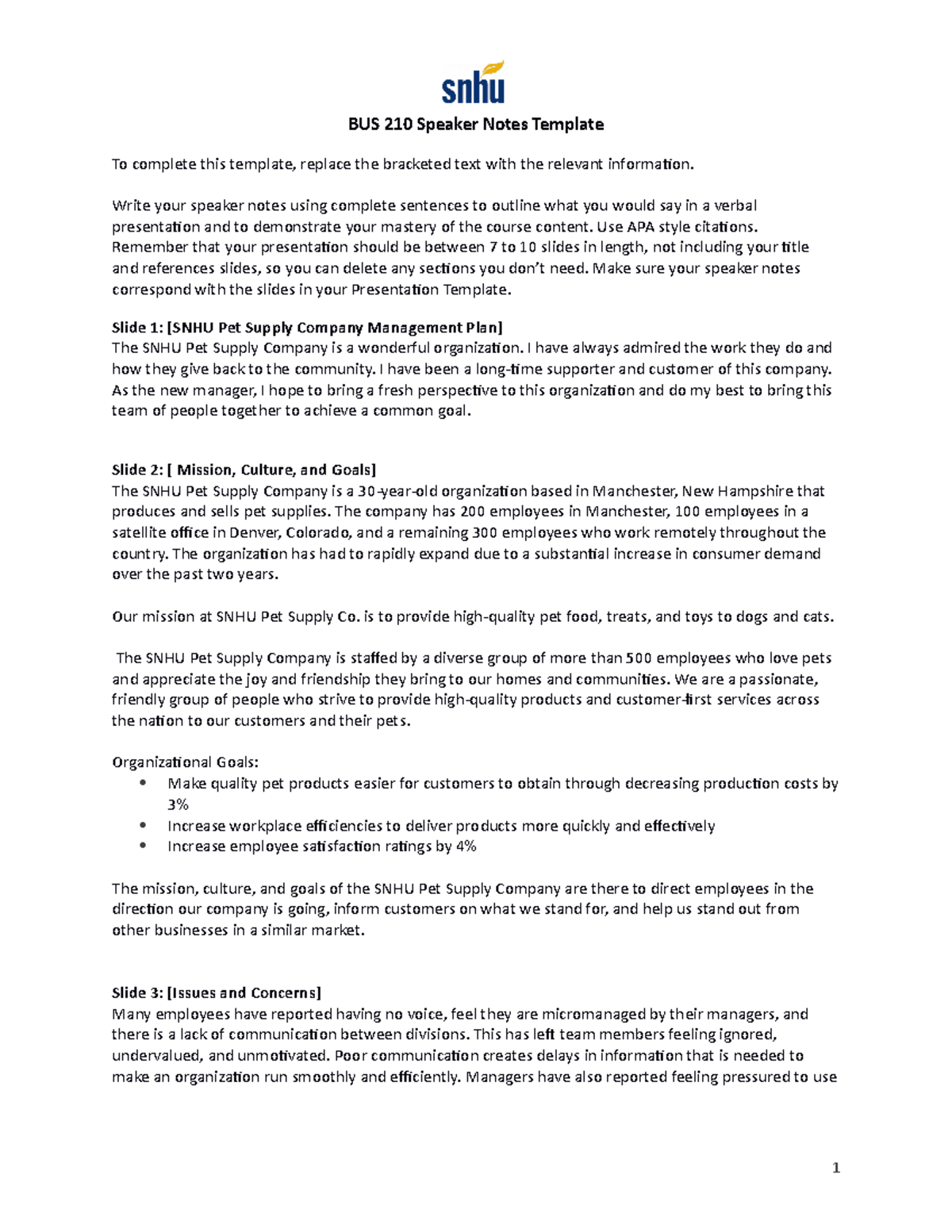 BUS 210 Speaker Notes Template - Studocu