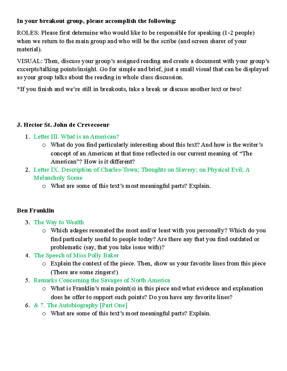 Lecture Notes 9-17: Group Discussion Insights and Readings - Studocu