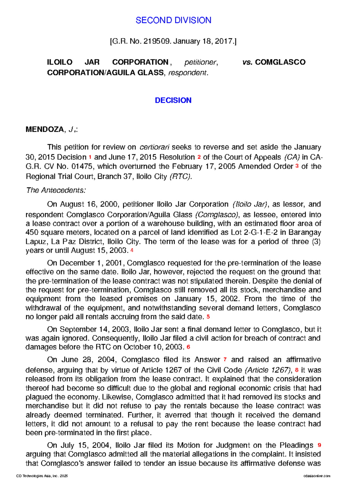 **Iloilo Jar Corp. v. Comglasco Corp. Case Review (G.R. No. 219509 ...