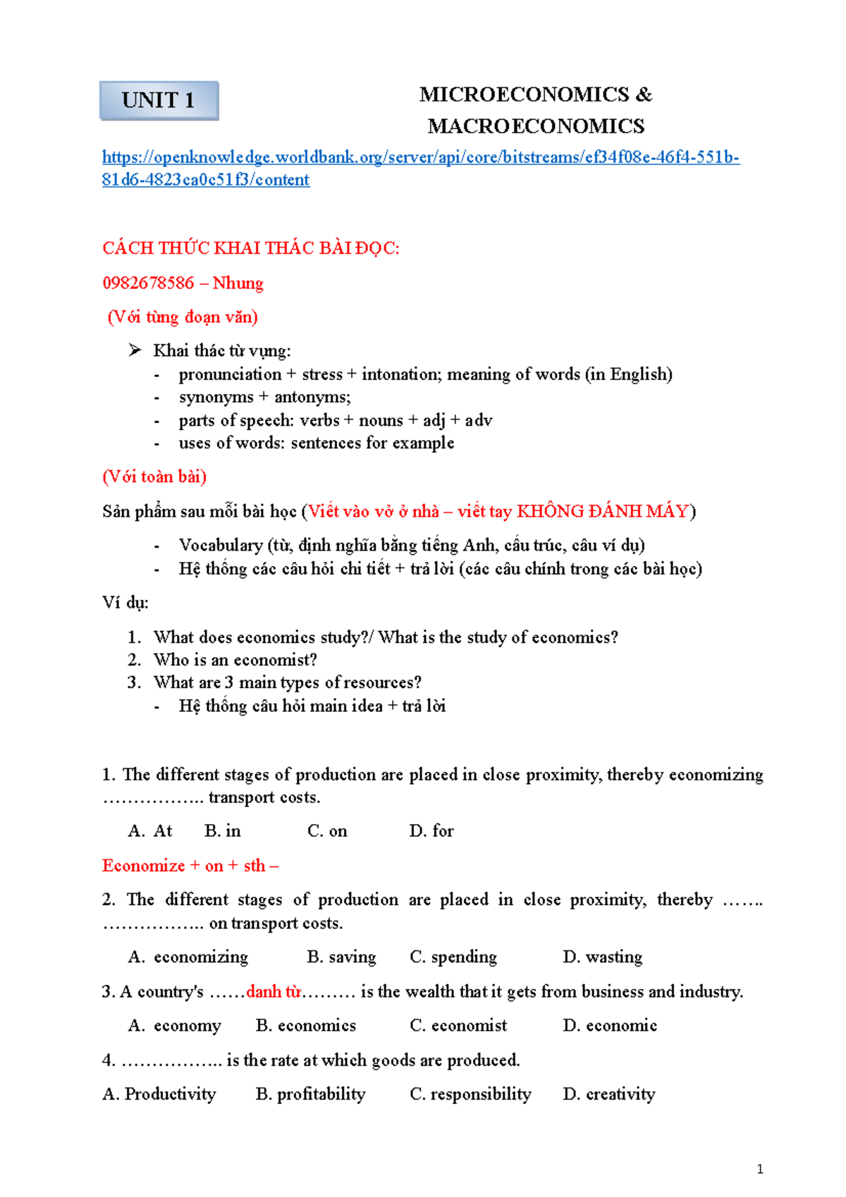 UNIT 1 Reading - Lectures - MICROECONOMICS & MACROECONOMICS - Studocu