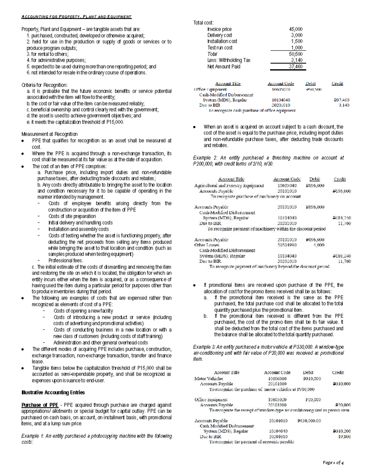 399858394 Government Accounting on Property, Plant, and Equipment - Studocu