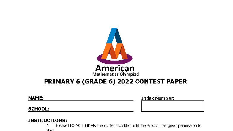 AMO MOCK UP GRADE 6 CONTEST PAPER 2022 - Studocu