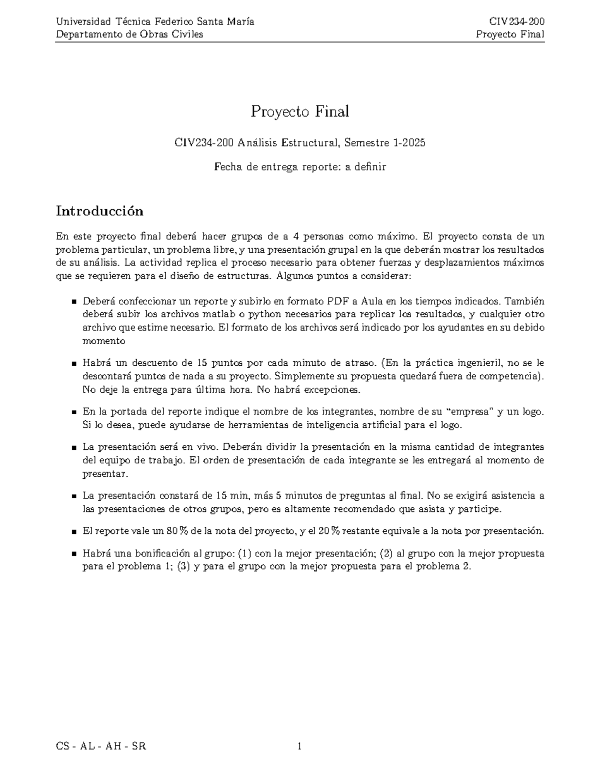 Proyecto Final de Estructuras - CS AL AH SR 2025 - Studocu