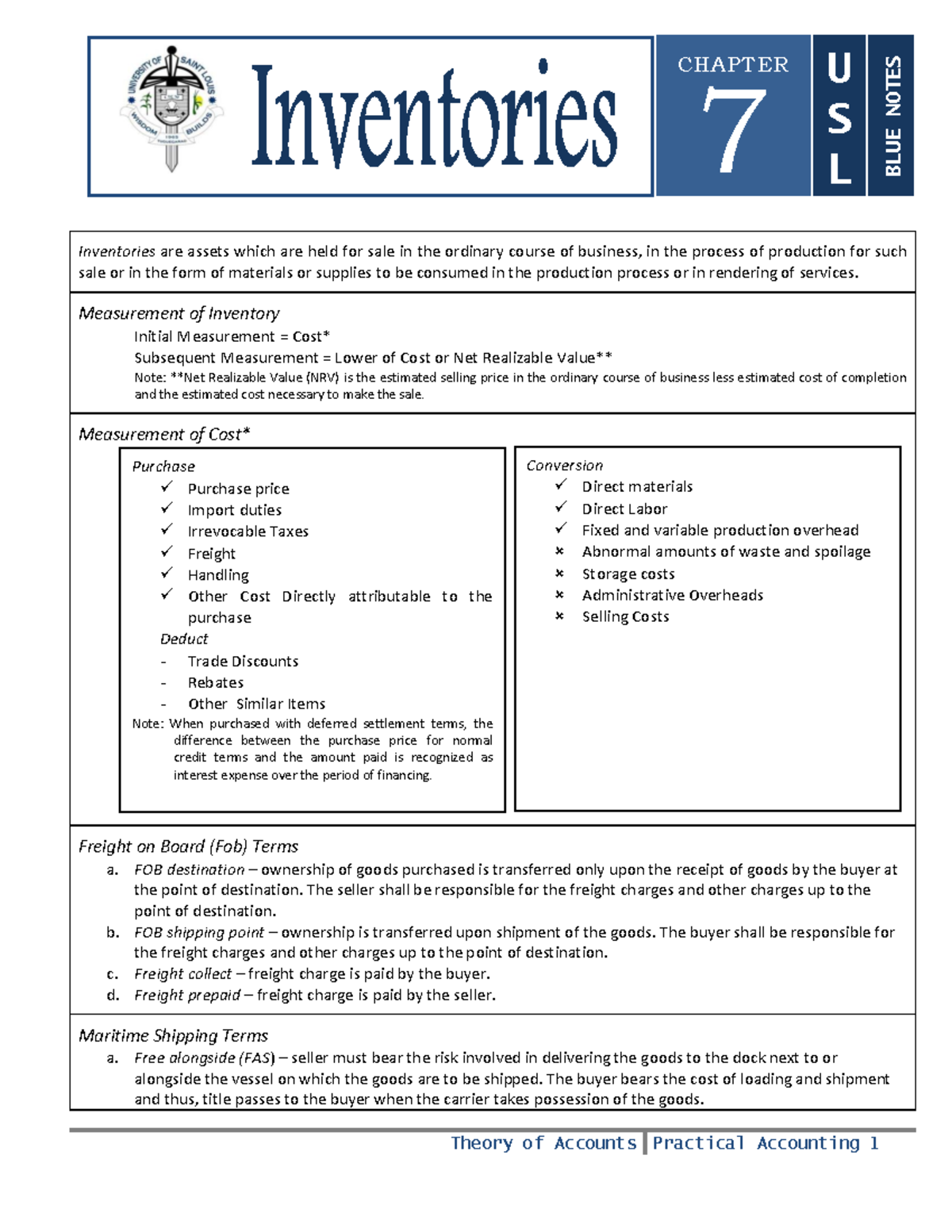 7-Inventories - Inventory - Theory of Accounts Practical Accounting 1 7 ...