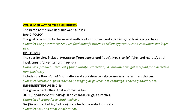 Consumer Act of the Philippines: Key Provisions and Consumer Rights ...