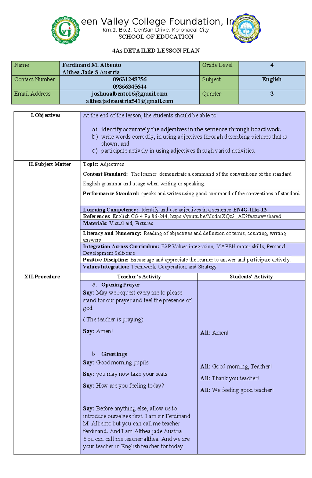 What Is The Format Of Semi Detailed Lesson Plan - Infoupdate.org
