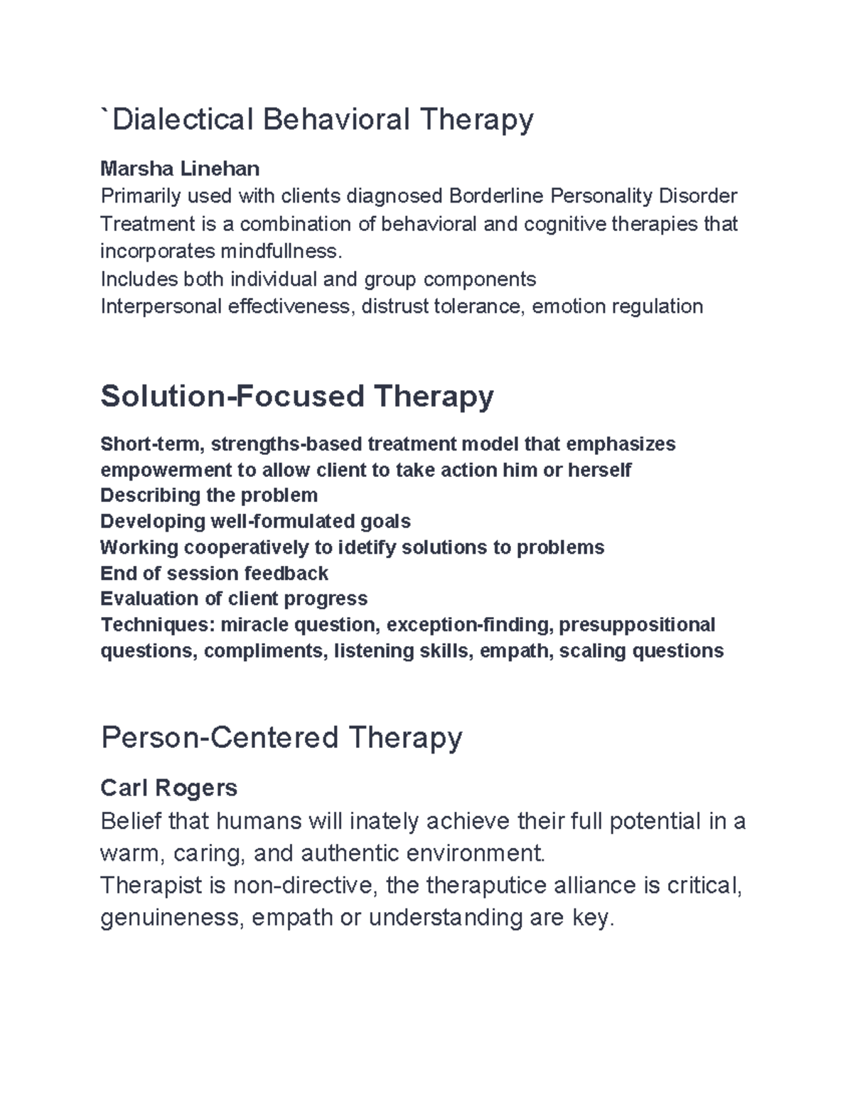 Dialectical Behavioral Therapy (DBT) for Borderline Personality Disorder - Studocu