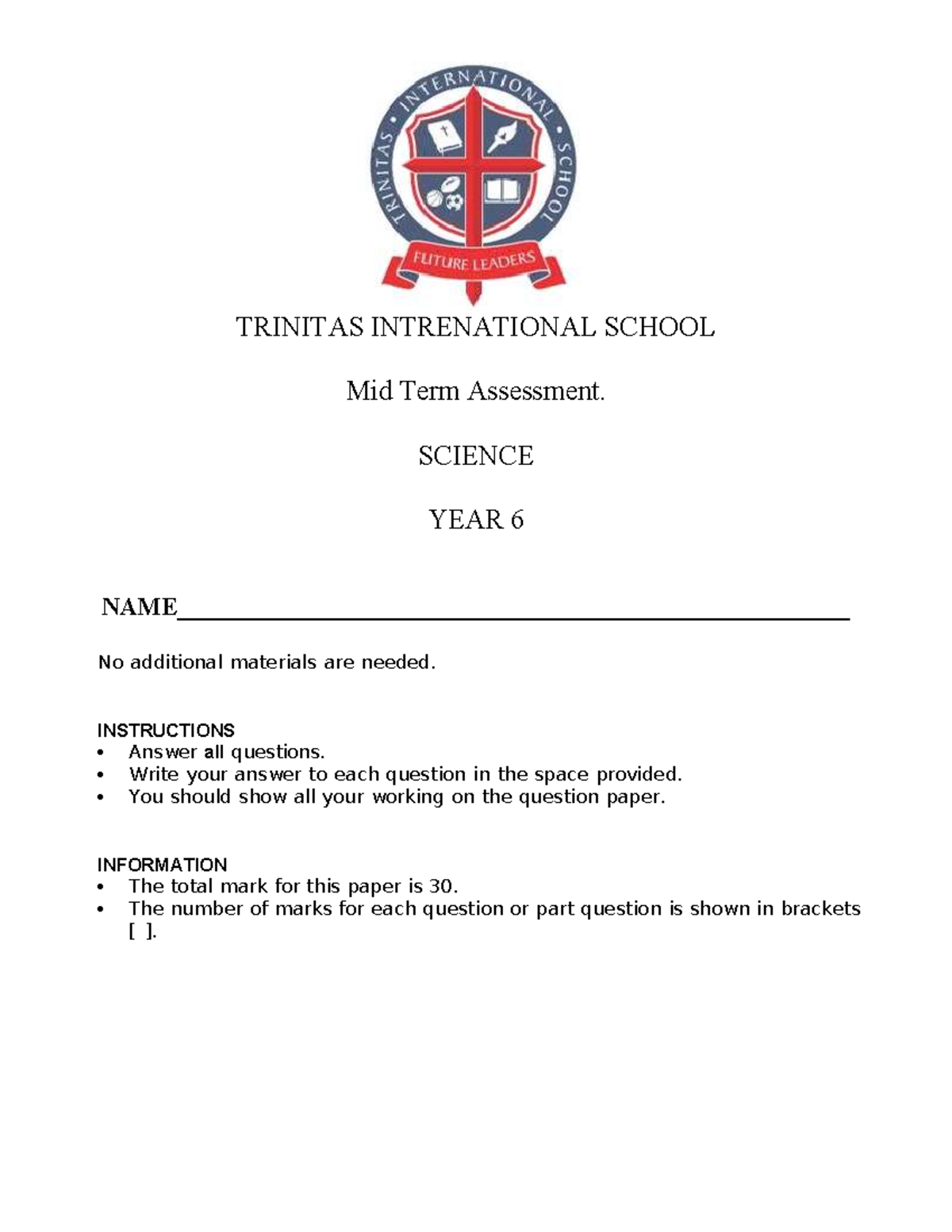 Science Year 6 Mid Term Assessment - Revision Notes - Studocu