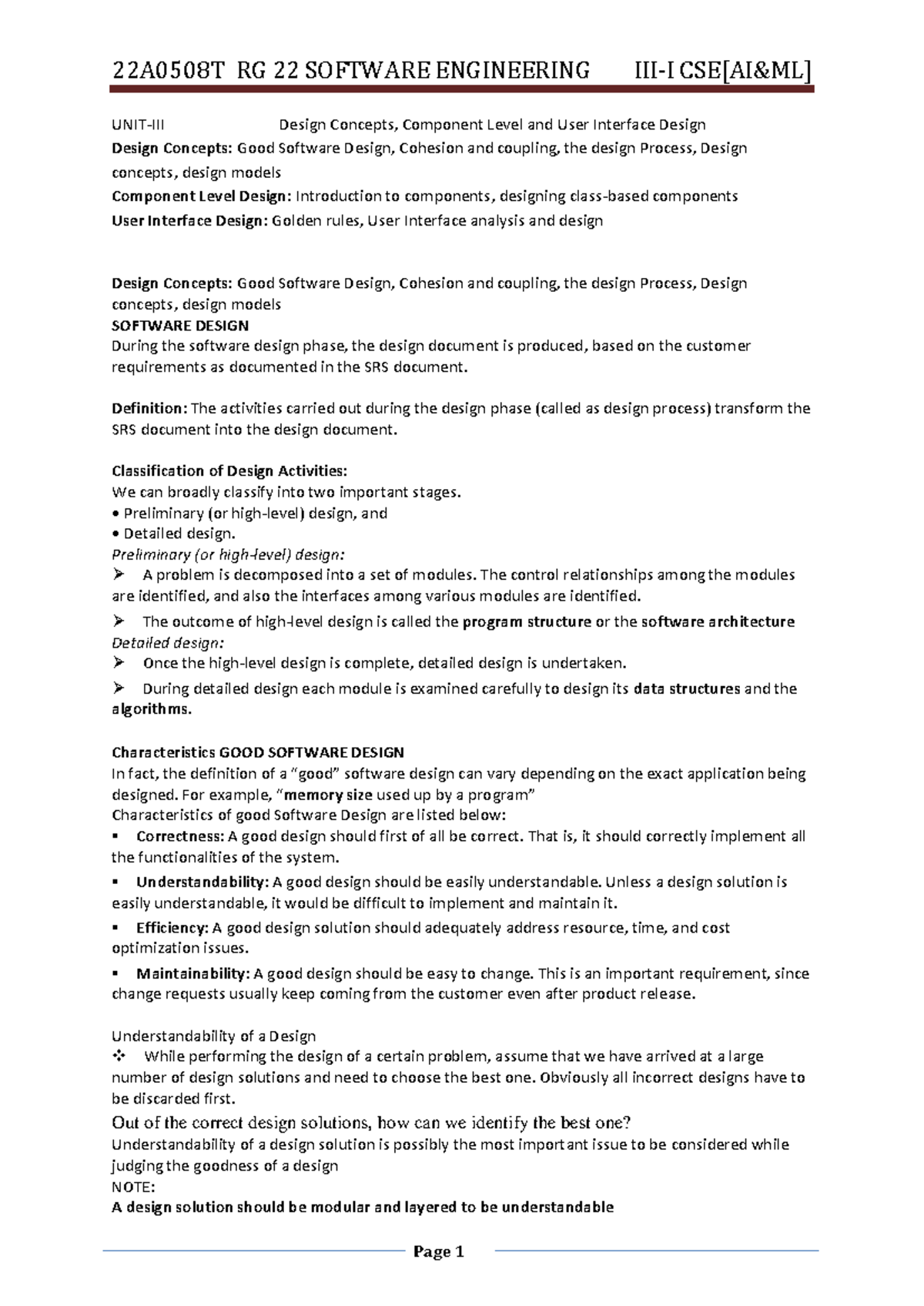 22A0508T RG 22 SOFTWARE ENGINEERING: Design Concepts & User Interface ...