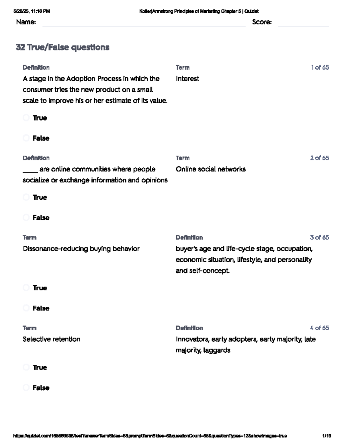 MKT 101 Principles of Marketing Chapter 5 Quizlet Study Guide - Studocu
