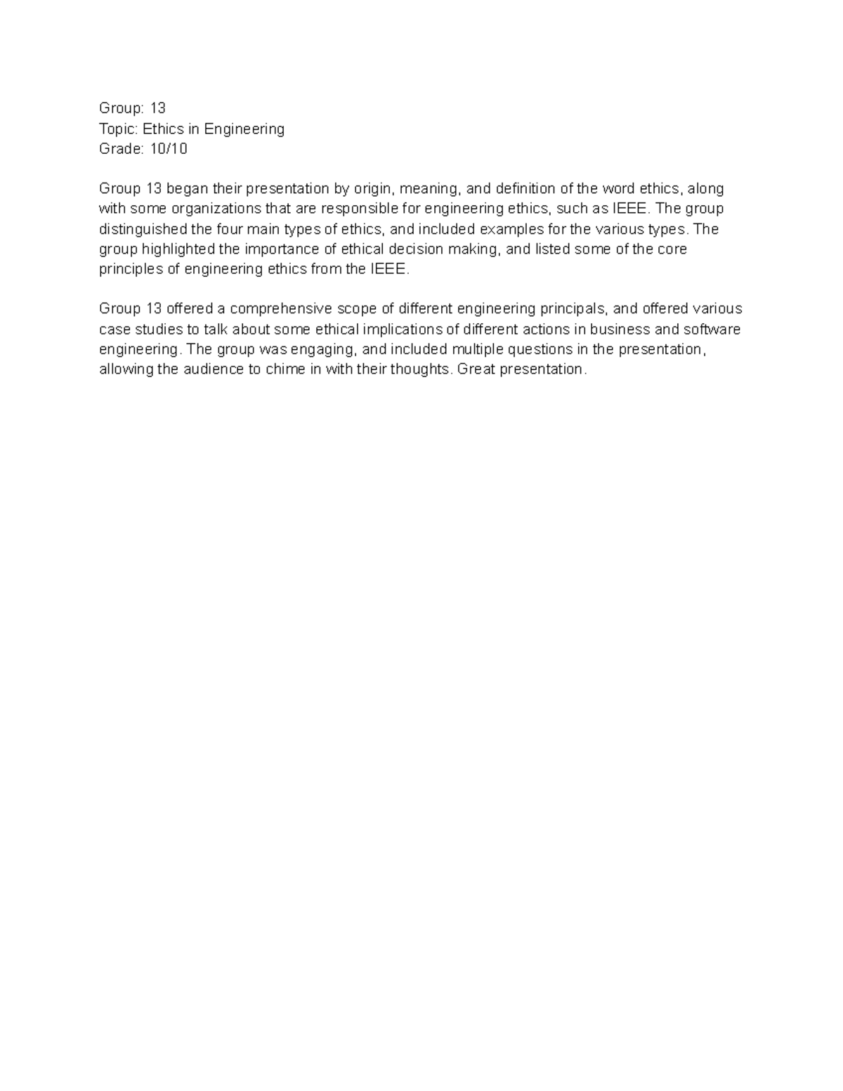ENGR 101: Week 5 - Ethics in Engineering Presentation Overview - Studocu