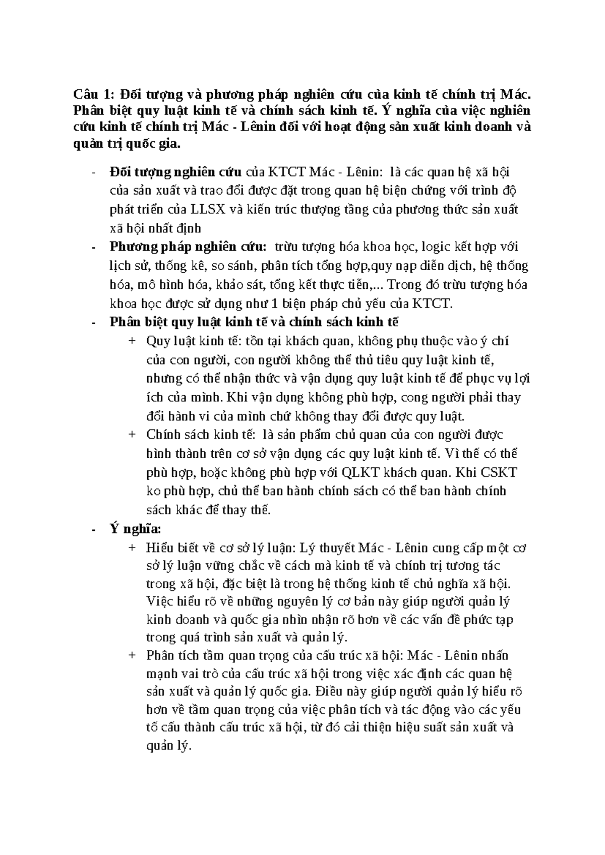 ĐỀ CƯƠNG KINH TẾ CHÍNH TRỊ MÁC - LÊNIN: PHÂN TÍCH VÀ ỨNG DỤNG - Document Preview