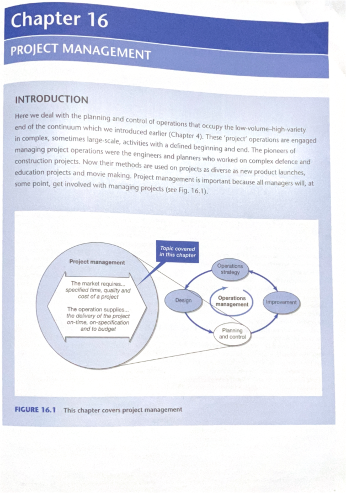 Chapter 16 - Notes - Chapter 16 PROJECT MANAGEMENT INTRODUCTION Here of ...