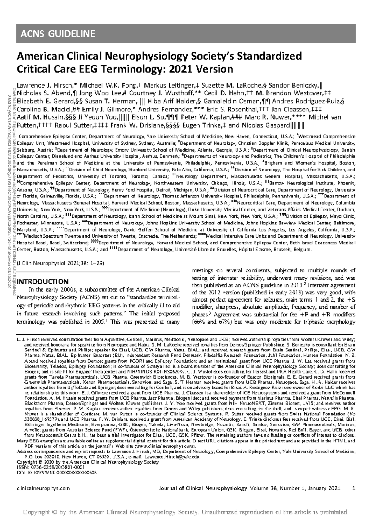 ACNS 2021 Standardized Critical Care EEG Terminology Guide - Studocu