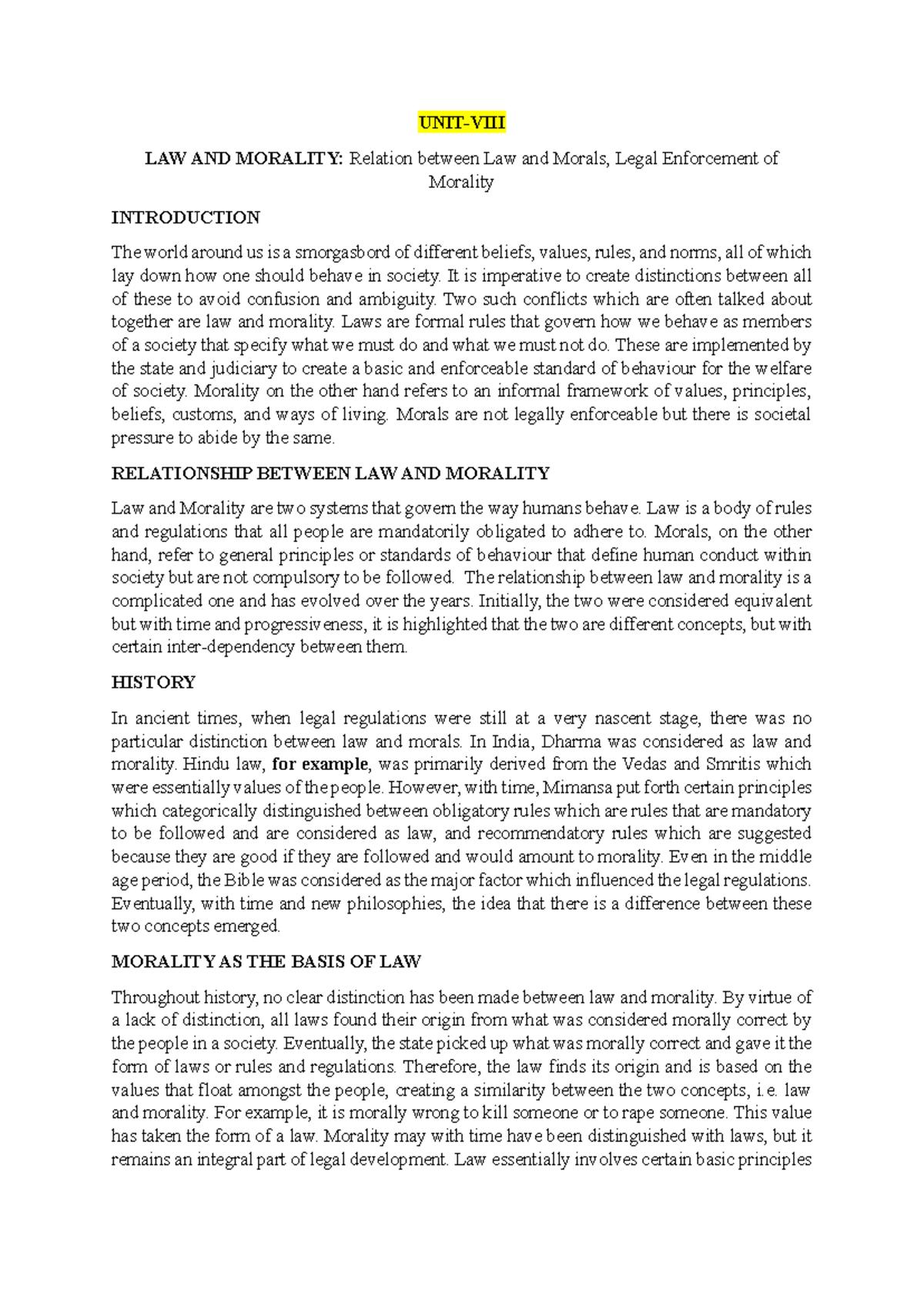 Jurisprudence Sem II: Law and Morality - Key Concepts & Analysis - Studocu