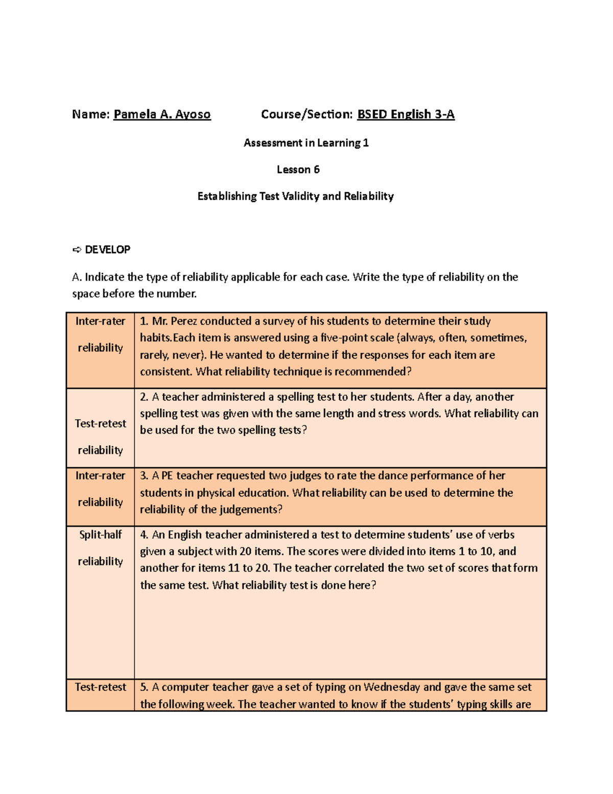 PED 106 - Module 6: Test Validity and Reliability Assessment Guide ...