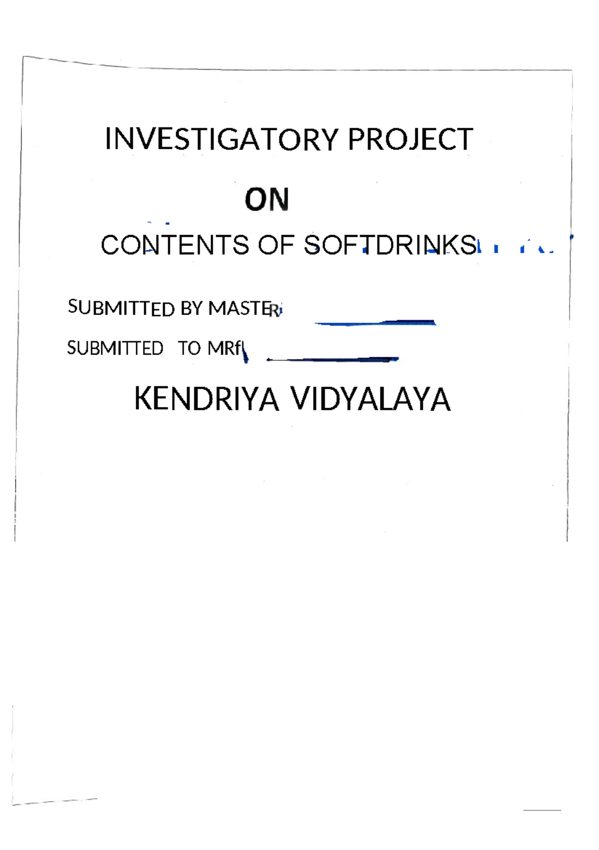 Investigatory Project on Soft Drinks - Class 12 - Studocu