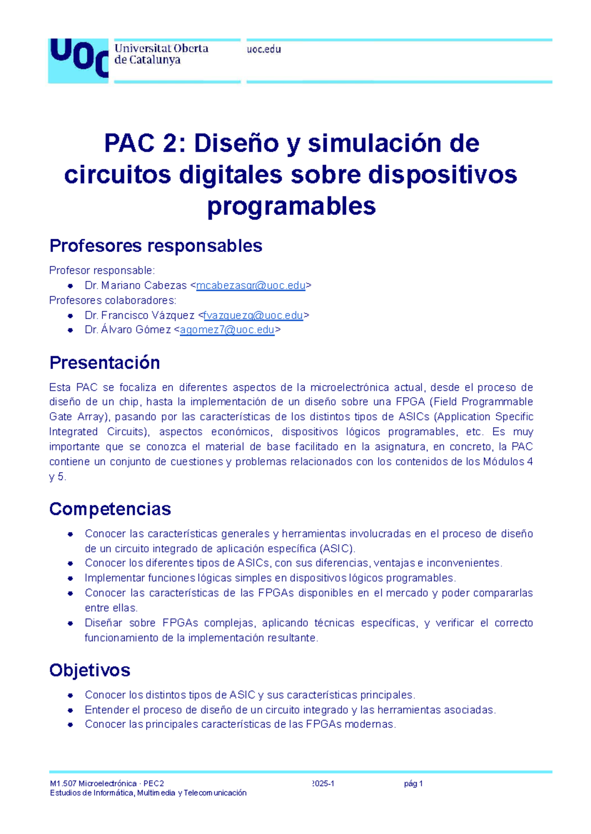 M1.507 PEC2: Diseño y Simulación de Circuitos Digitales en FPGA - Studocu