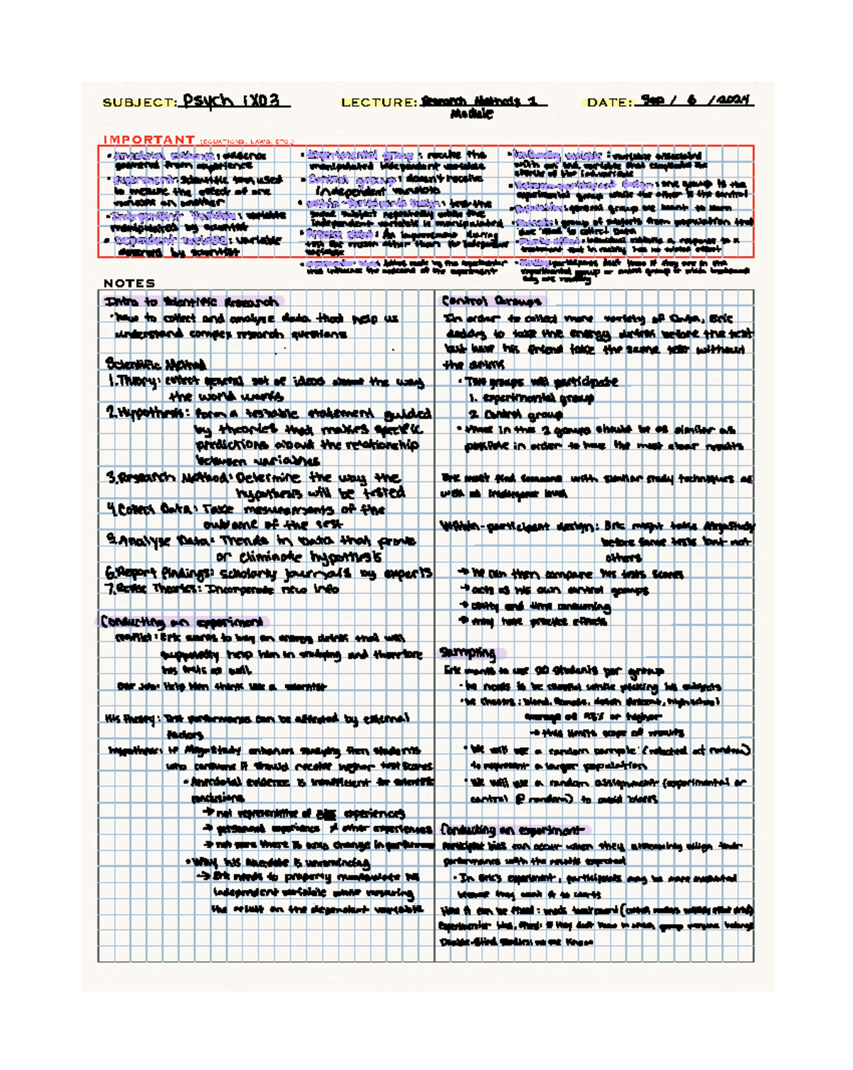 Psych 1 03: Lecture Notes on Research Methods (Sep 2024) - Studocu
