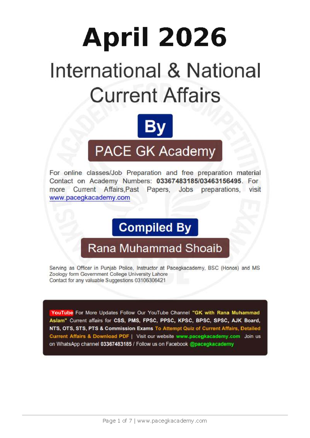 Current Affairs April 2026 (International & National) - PACE Notes ...